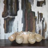 Service stoneware Village France salad bowl and its 8 cups, sangria service or