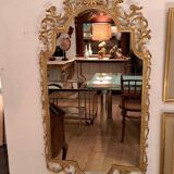 Console and its mirror in bronze and marble