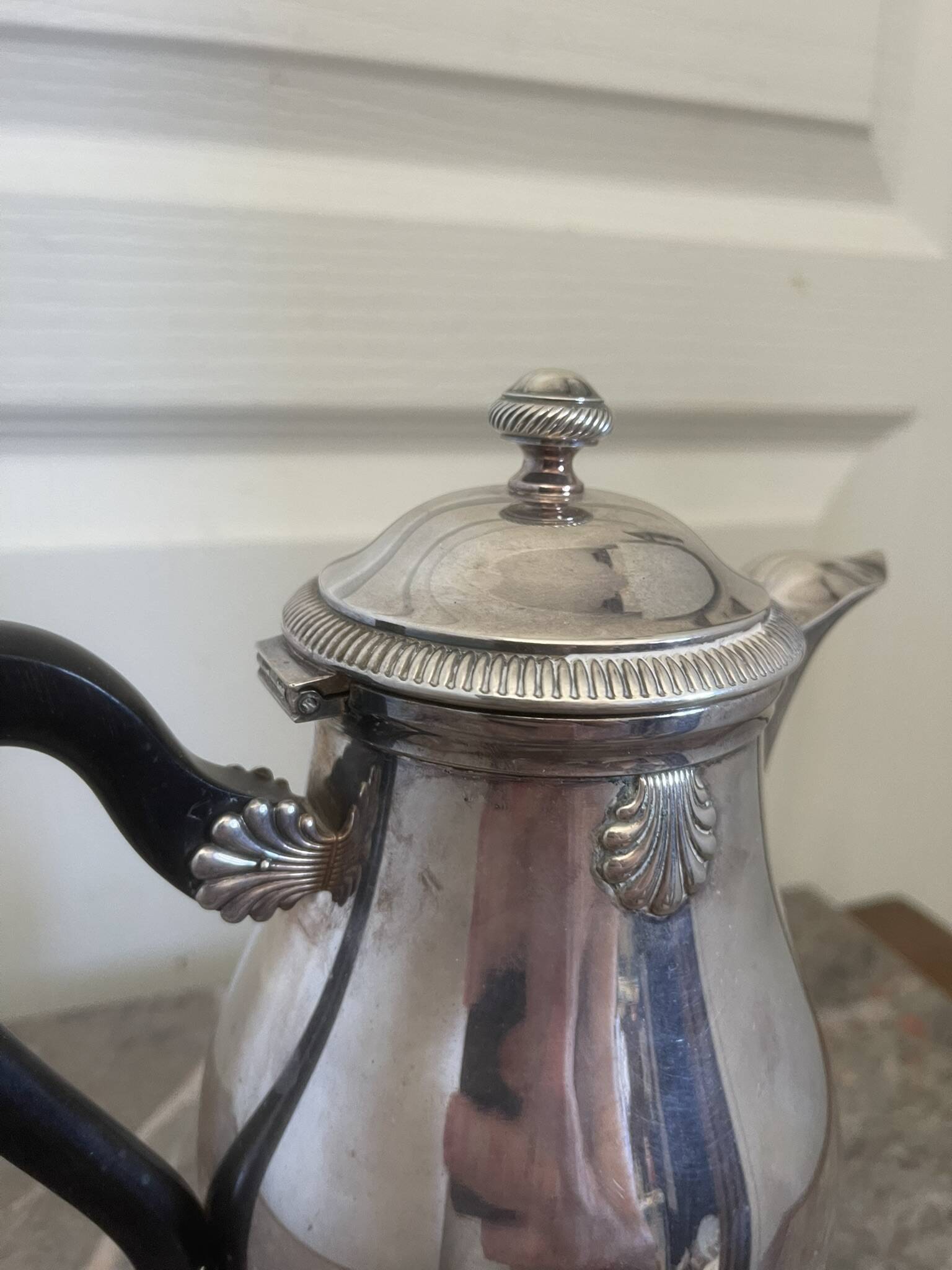 Ancien théière cafetière métal argenté boulenger coquillage coque