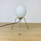 Lamp tripod brass 50s egg globe opaline