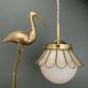 Globe pendant light and vintage lampshade in opaline and mother-of-pearl