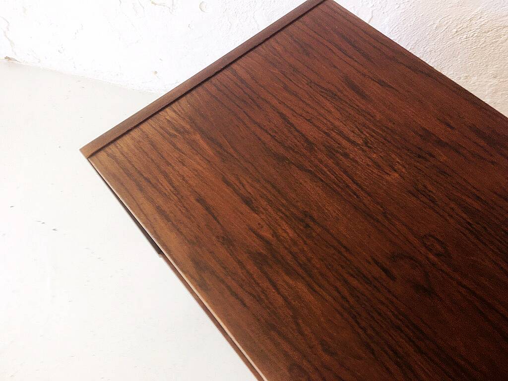 Wooden sideboard with 3 drawers and vinyl storage, Denmark 1970