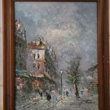 HST “Busy street in winter” by K. NEIL (20th century)