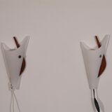 Paire d'appliques vintage scandinave en teck et acrylique 1970
