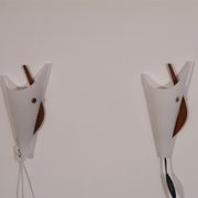 Pair of scandinavian vintage wall lamps in teak and acrylic 1970