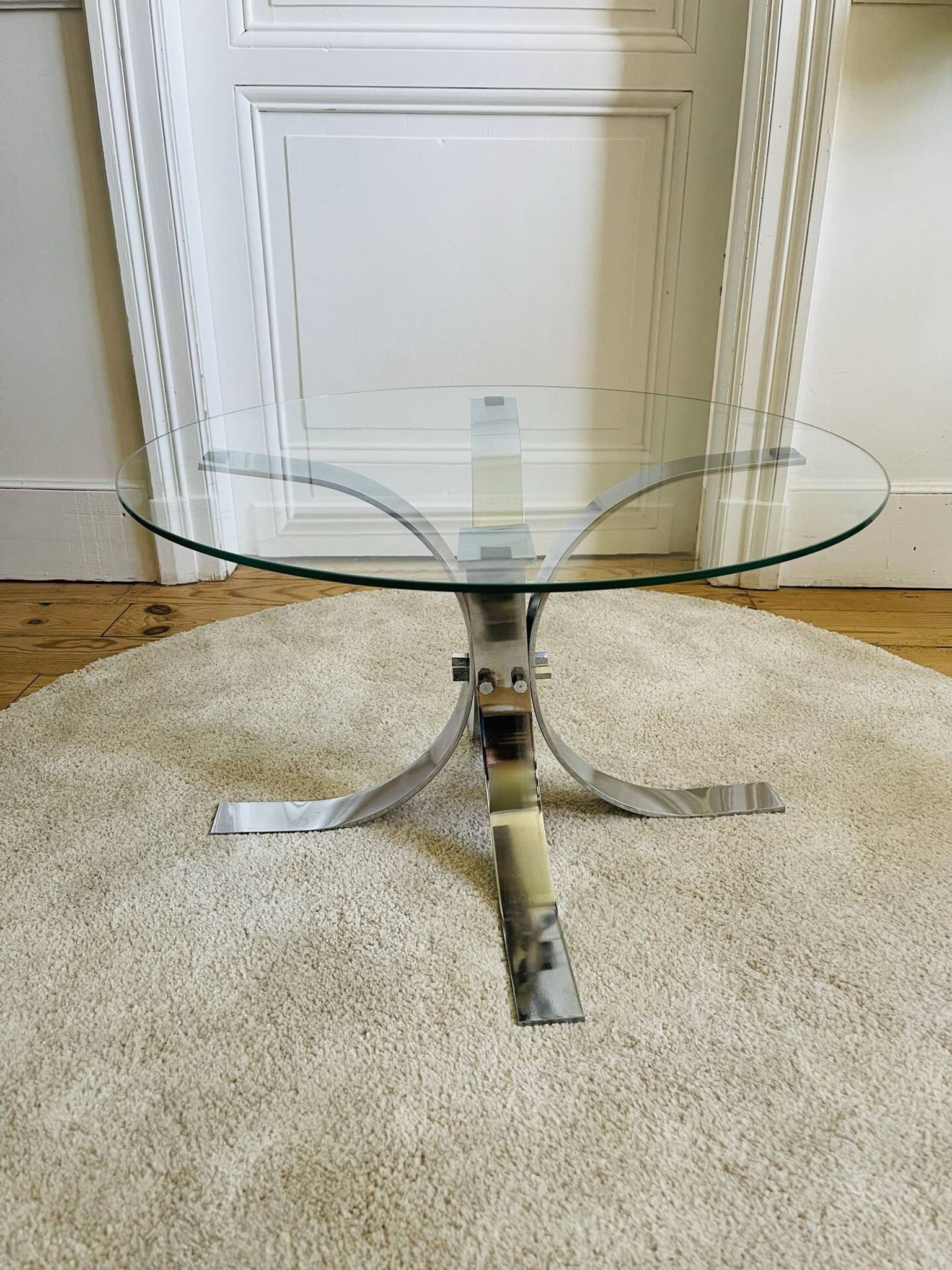 Vintage coffee table in glass and chrome