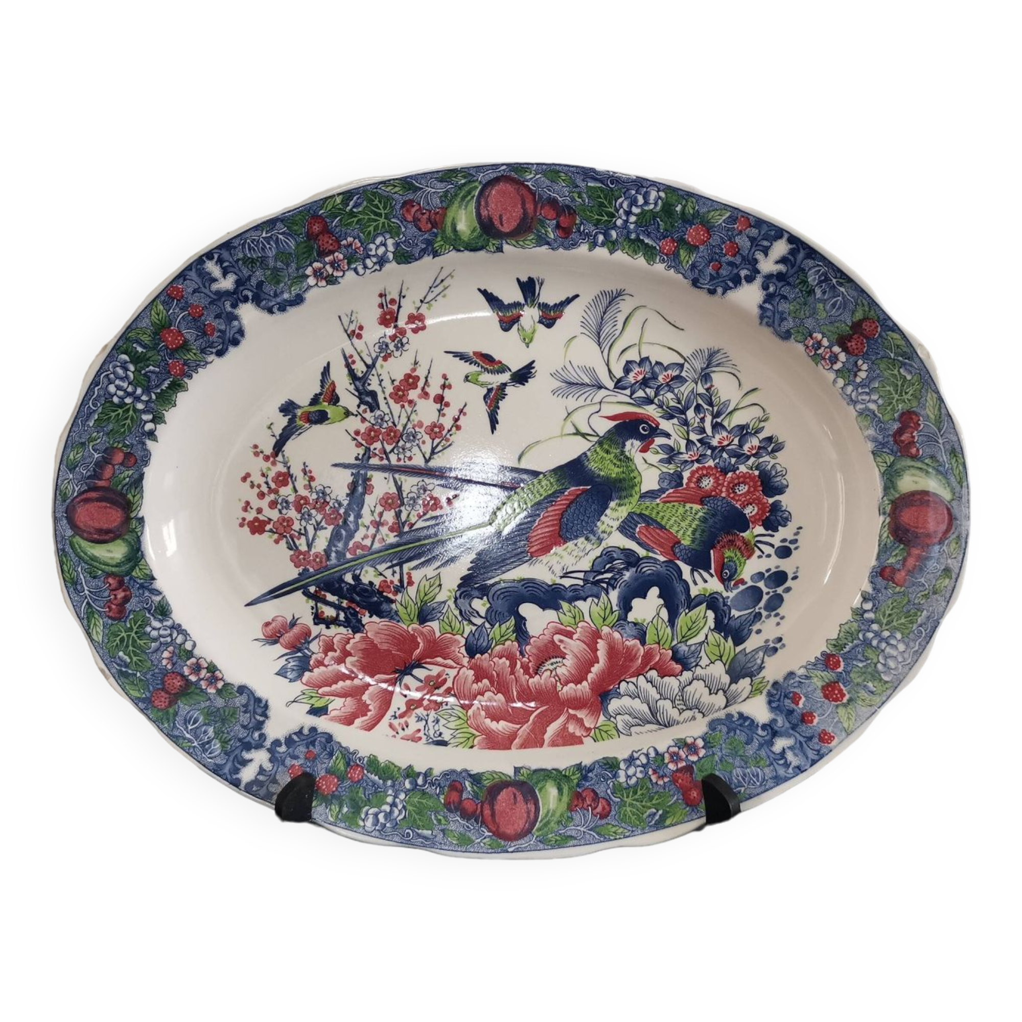 Old large oval dish in Japanese earthenware 46cm