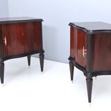 Pair of Mahogany Nightstands with in the Style of Tomaso Buzzi, Italy, 1950s