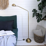 Lampadaire vintage Hustadt à 2 têtes flexibles, laiton mat