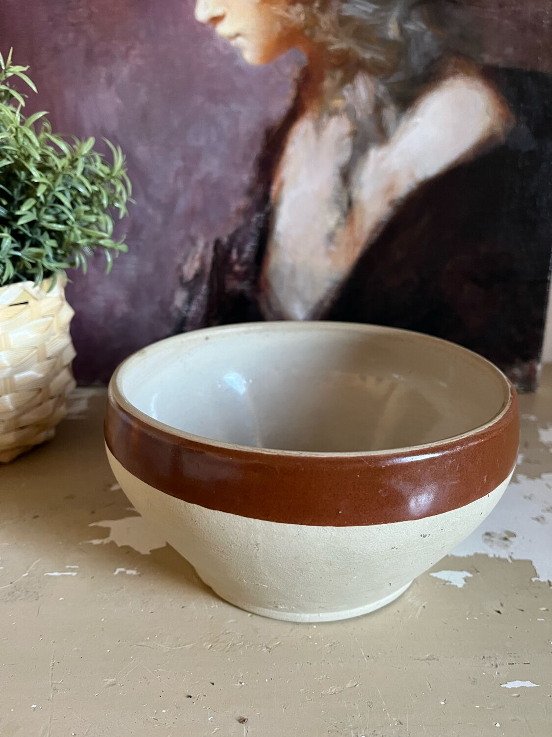 Vintage digoin stoneware salad bowl dish