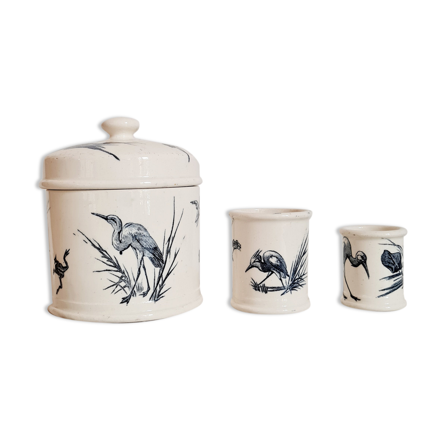 Série de 3 pots en porcelaine
