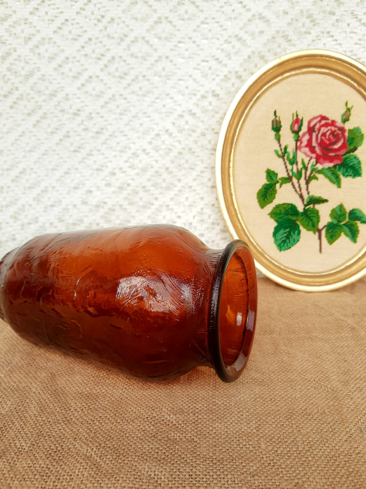 Henkel advertising vase in amber glass years 70 vintage