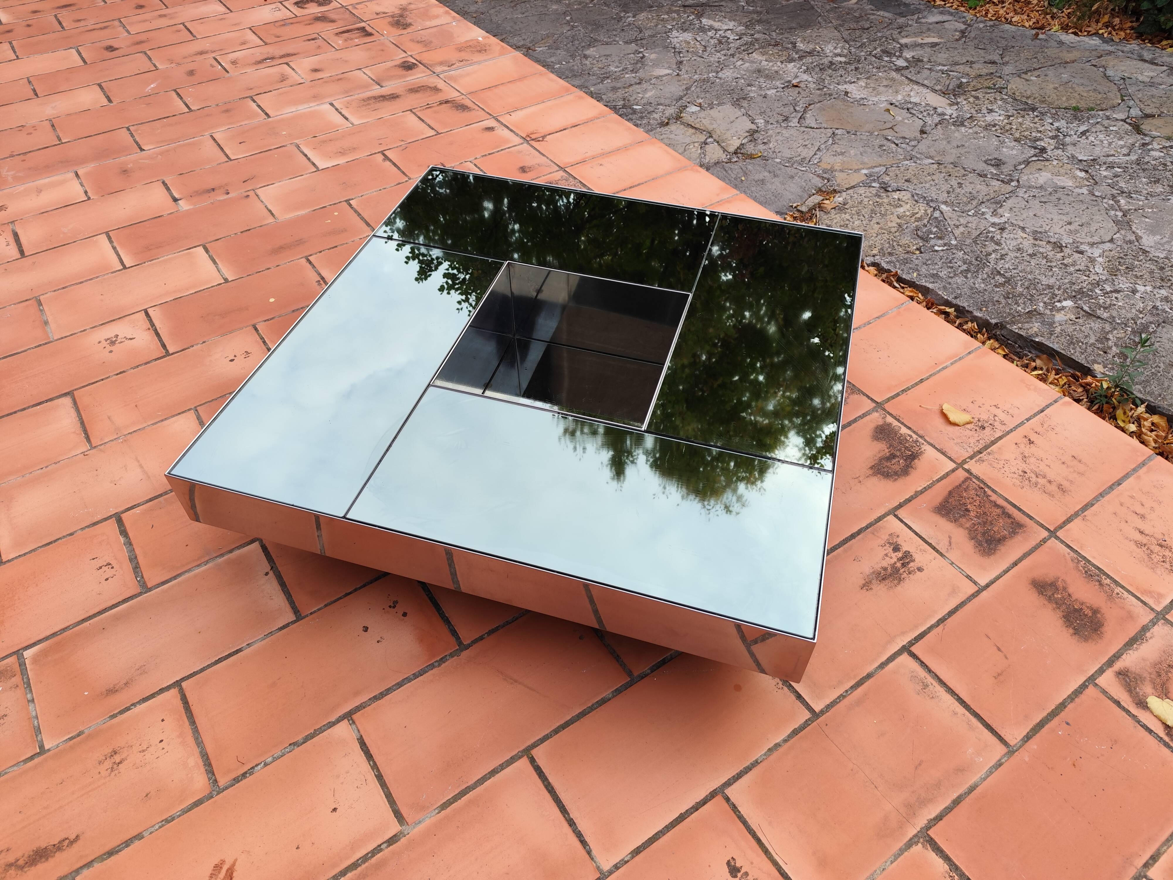 Shilling mirrored coffee table by Ausenda, Baldo Grossi & Gavioli