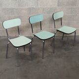 Set of 3 chairs in chrome and light green formica