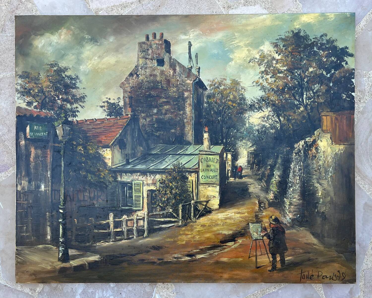 Tableau: Oil on canvas: reproduction of the cabaret le lapin agile.