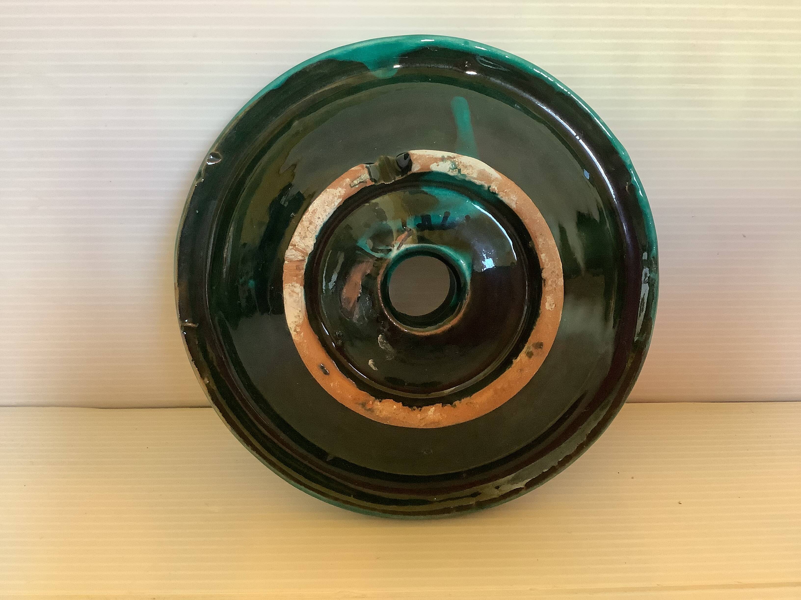 Green ceramic cellar rat candlestick