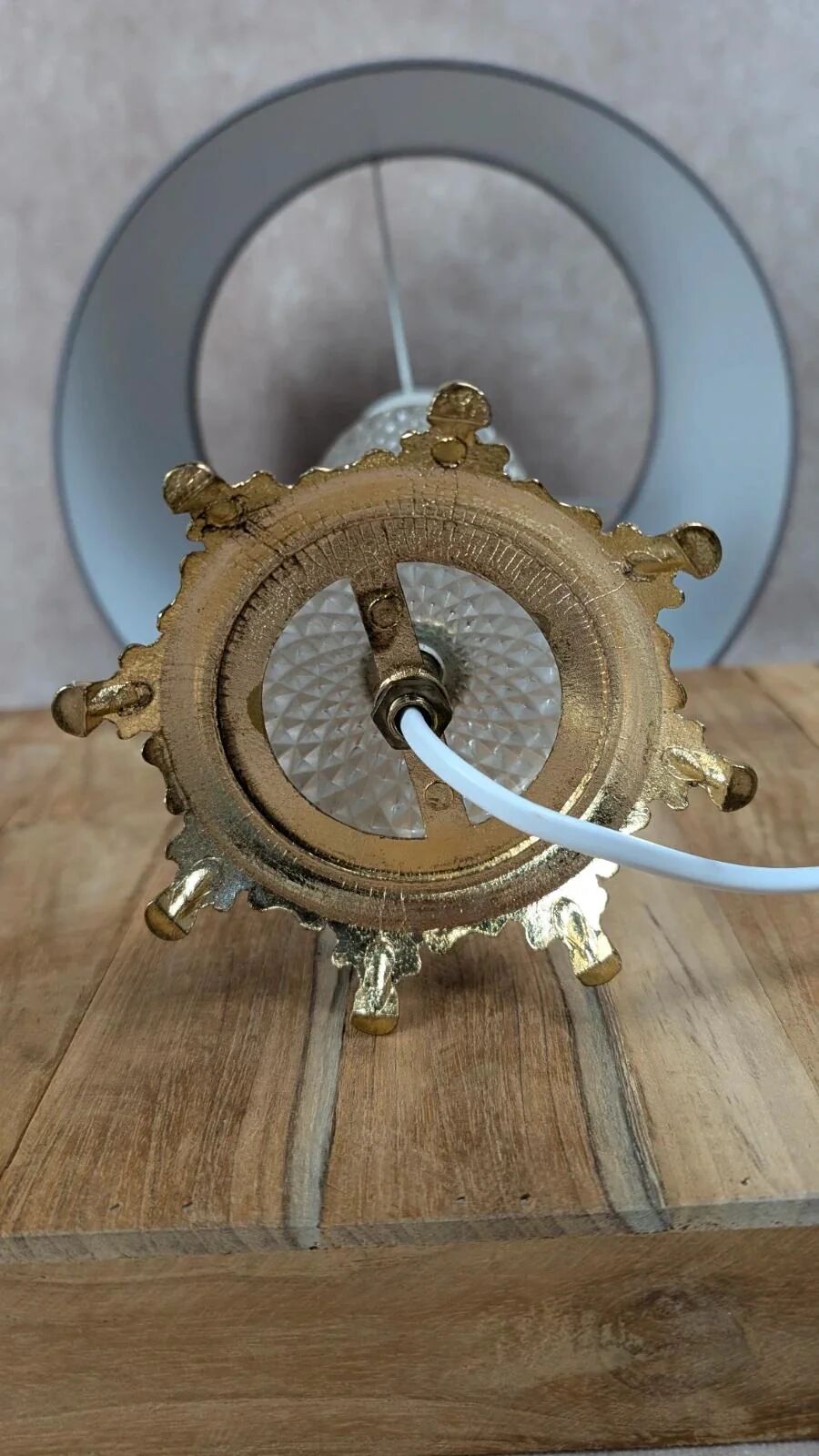 Lampe vintage verre et laiton années 50-60