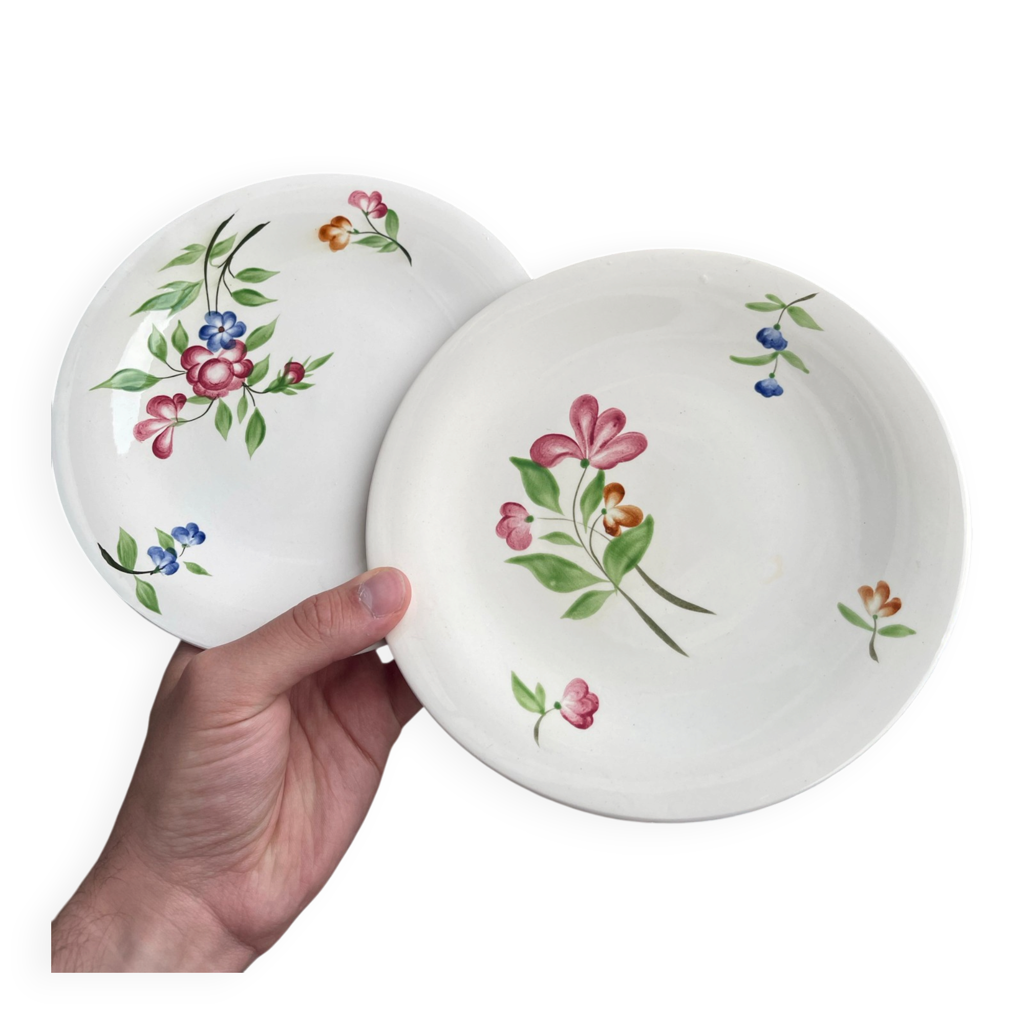 6 dessert plates Niderviller flower pattern 1925-1930 Made in France
