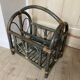 Indonesian style bamboo and rattan magazine rack - 1960s - green stained