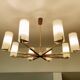 Grande suspension scandinave, teck, laiton et verre