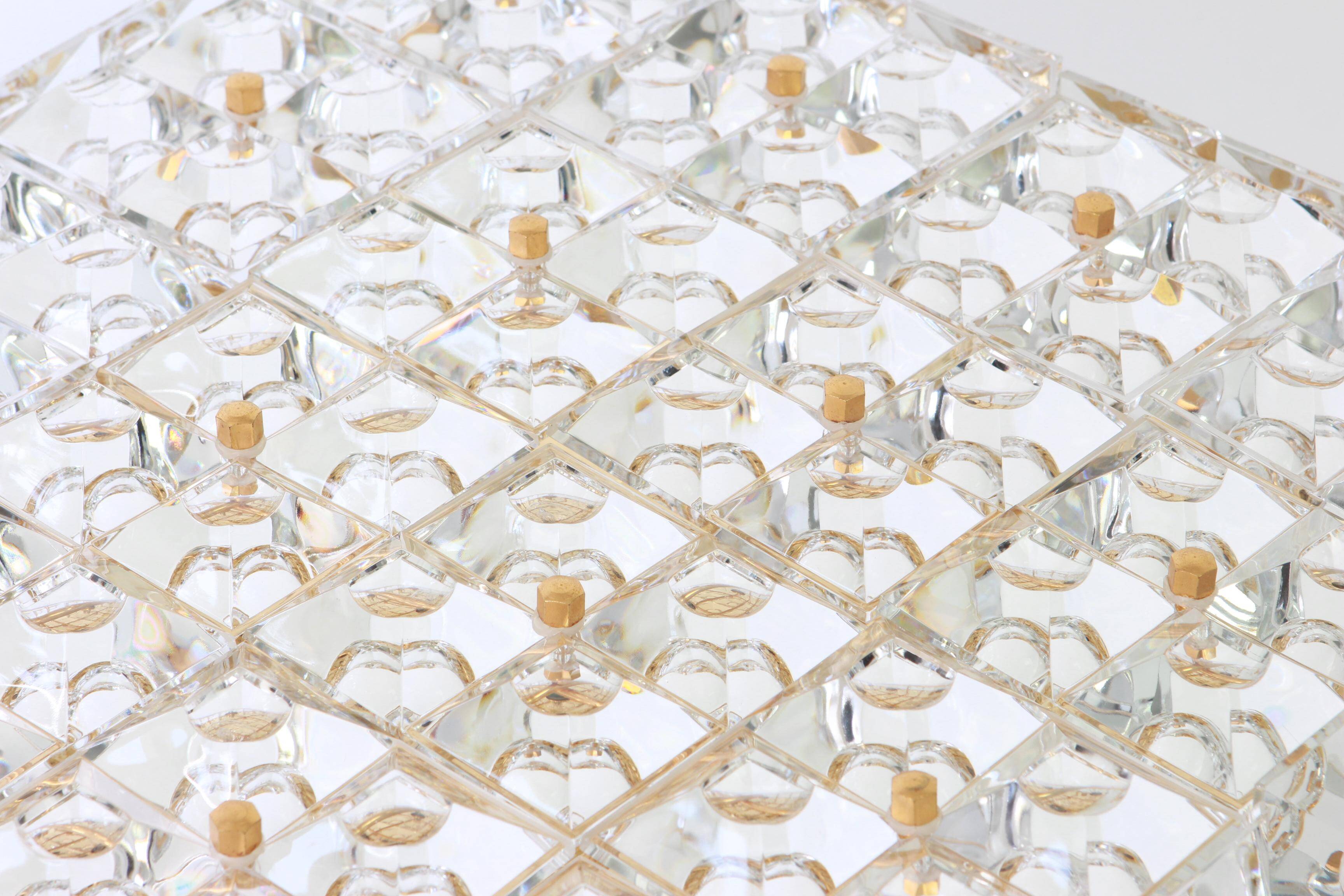 Large faceted crystal ceiling light by Kinkeldey, Germany, 1970s.