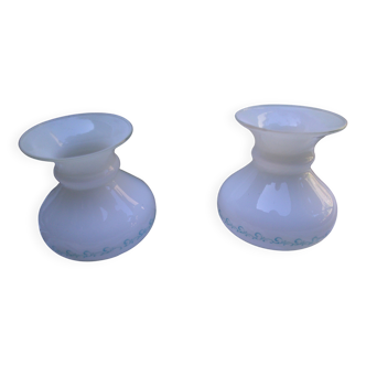 Set of 2 white glass lampshades