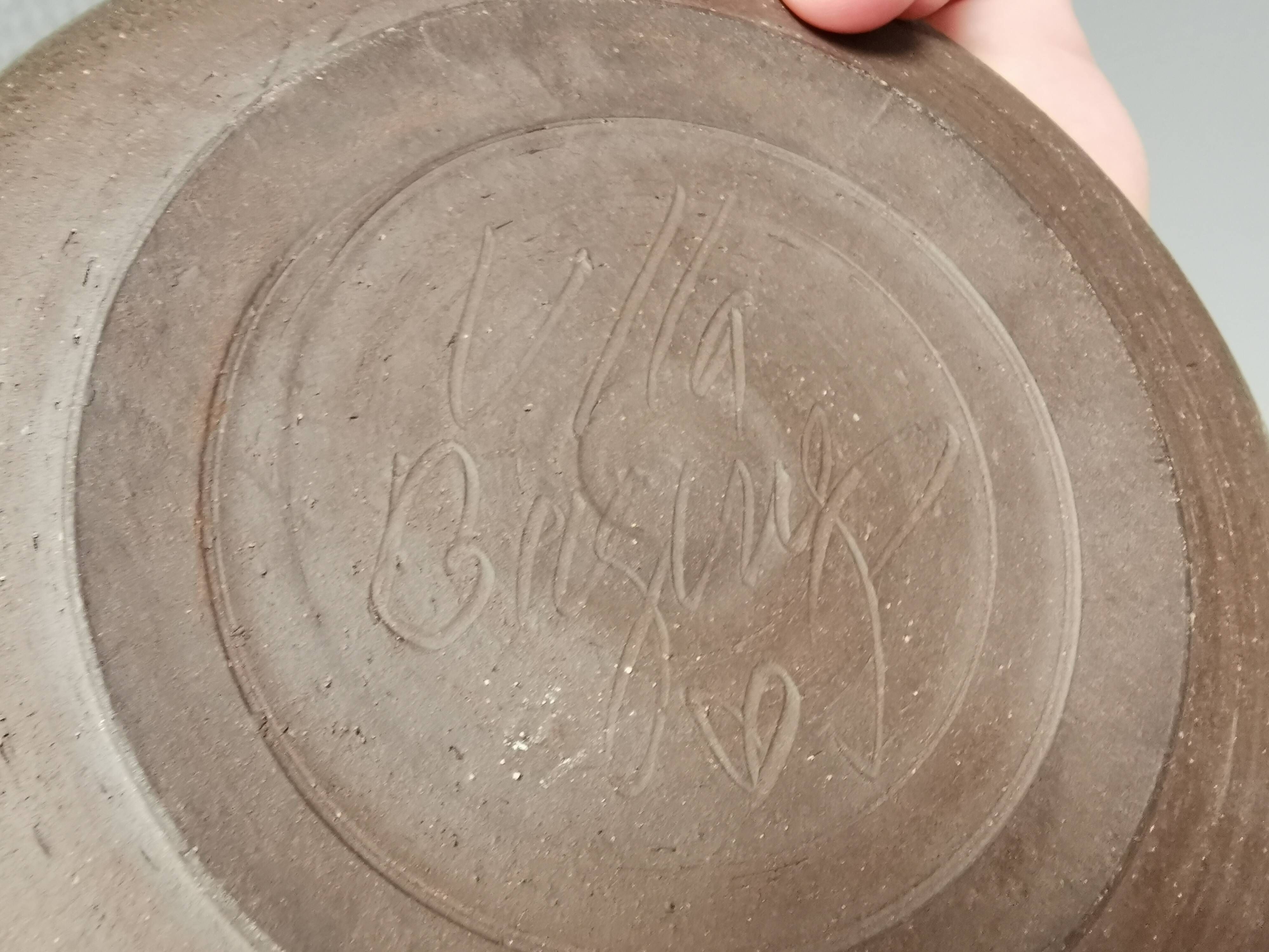 Beautiful bowl with a small knob ‘vase’ for a flower, Ulla ceramic Denmark