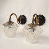 Swan neck and antique glass wall lights