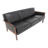 Scandinavian 3-seater leather sofa, Sweden, 1960s