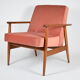 Fauteuil en velours rose designer M. Zielinski, années 1960, Pologne