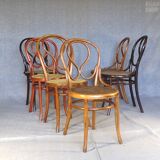 Set of 6 chairs no. 20 known as "omega" caned, including 3 thonet.