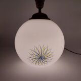 Hand-painted opaline ball lamp signed 1970s