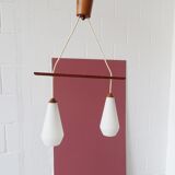 Suspension scandinave en verre opale teck