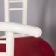 Set of 4 vintage 1980s chairs in wood and red vinyl, italian design