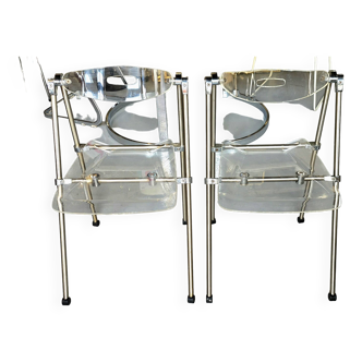 Lot de 2 Chaises pliantes modernes en plexiglas Giancarlo Piretti - EDA Concept