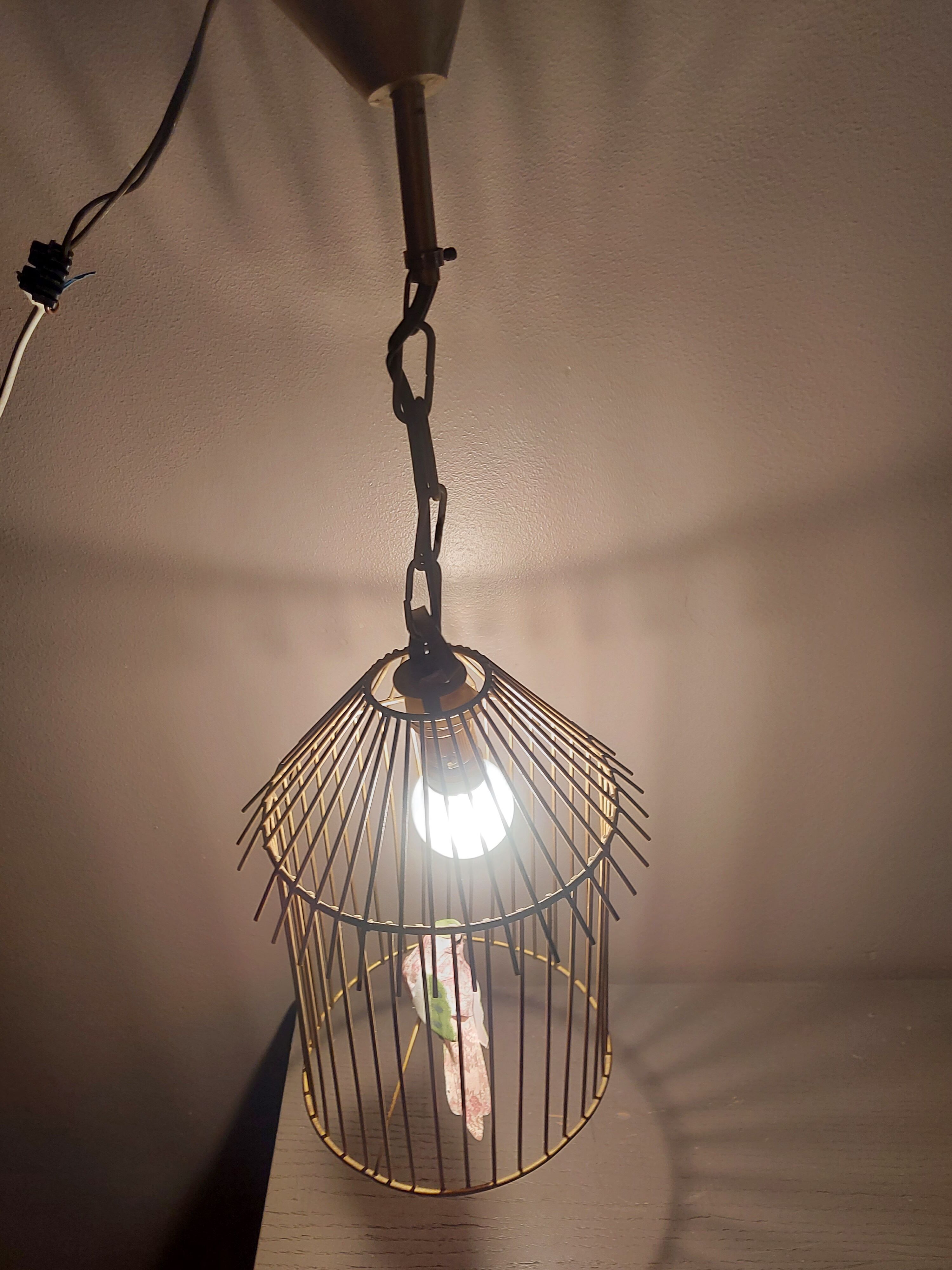 Vintage suspension in the shape of a bird cage