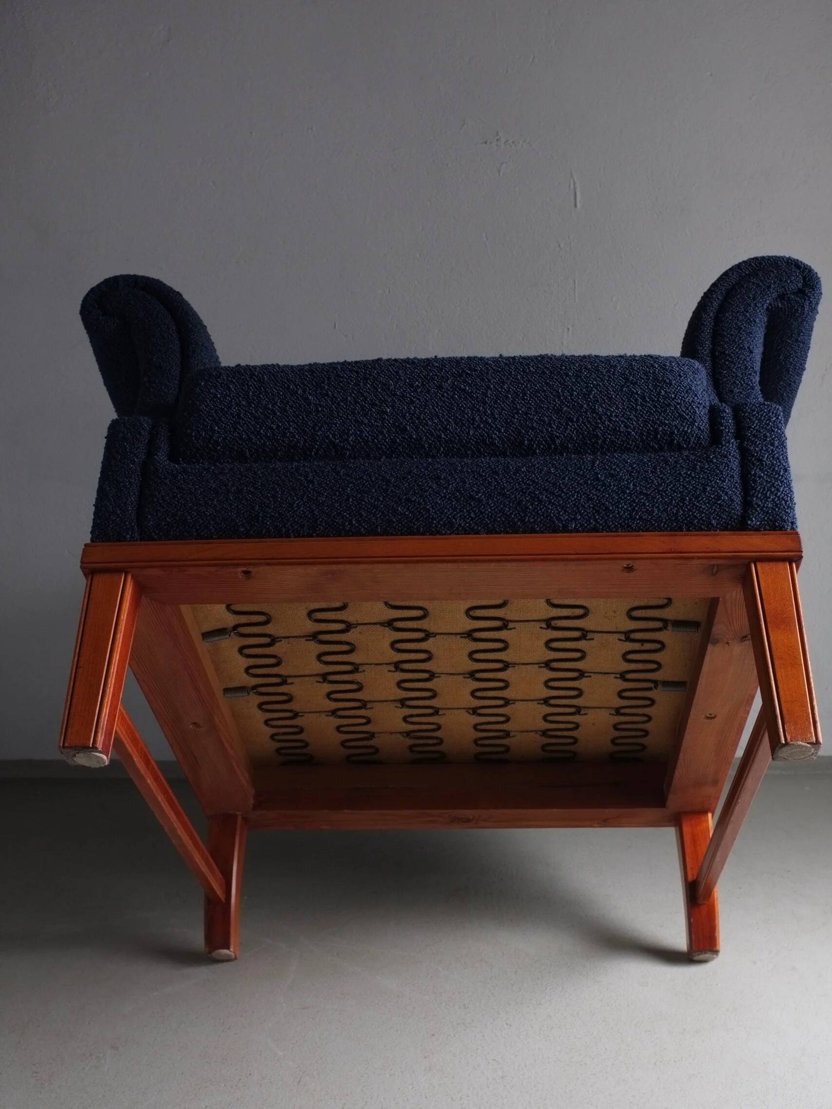 Navy boucle lounge chair | Sweden | 1940s