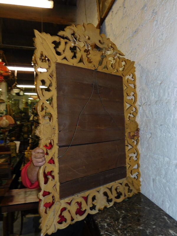 Wooden mirror carved gilded with leaf 140x98cm