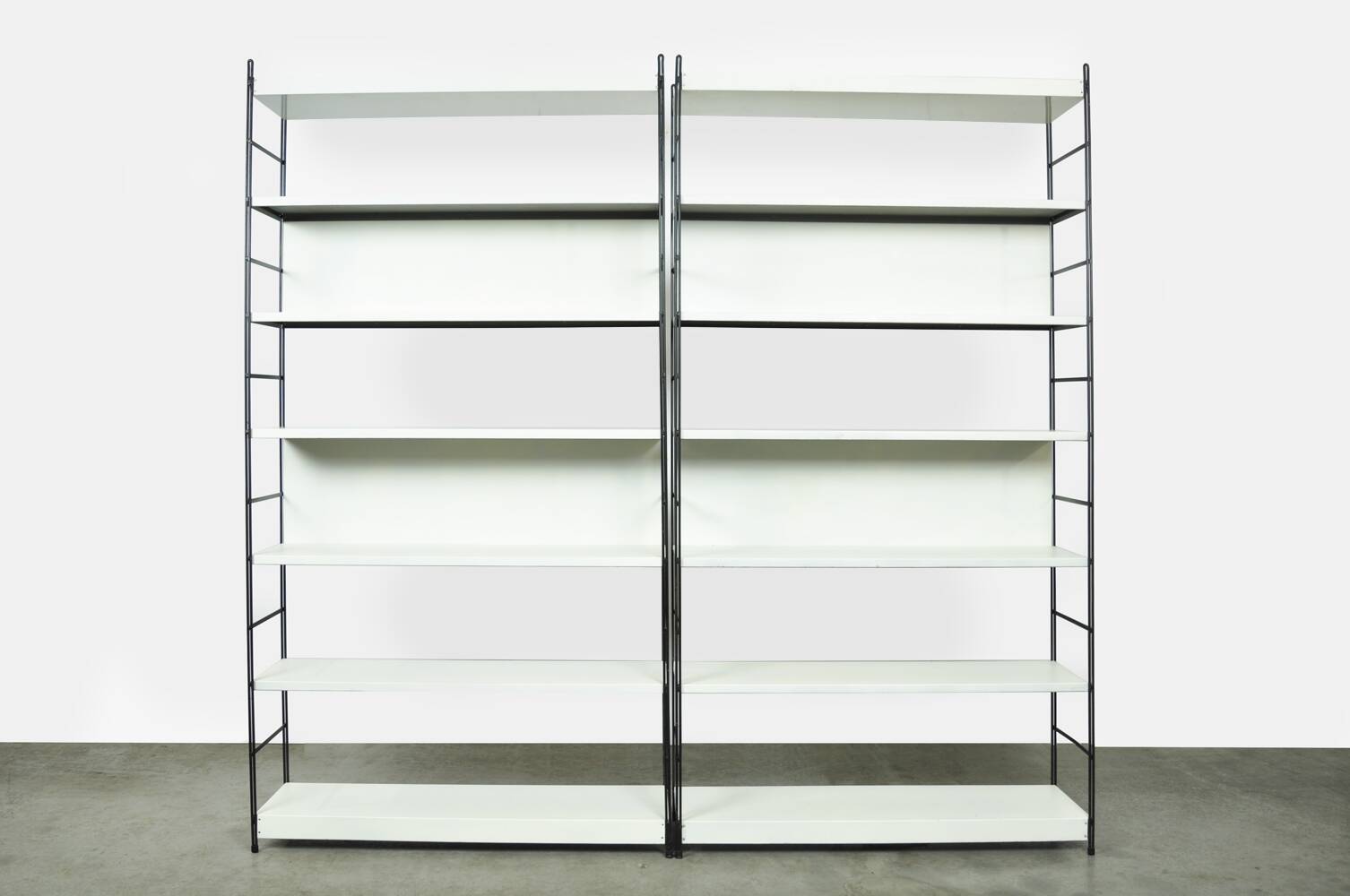 Industrial metal roomdivider / bookcases / bookshelves, 1960s Netherlands