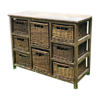 Country dresser with wicker baskets