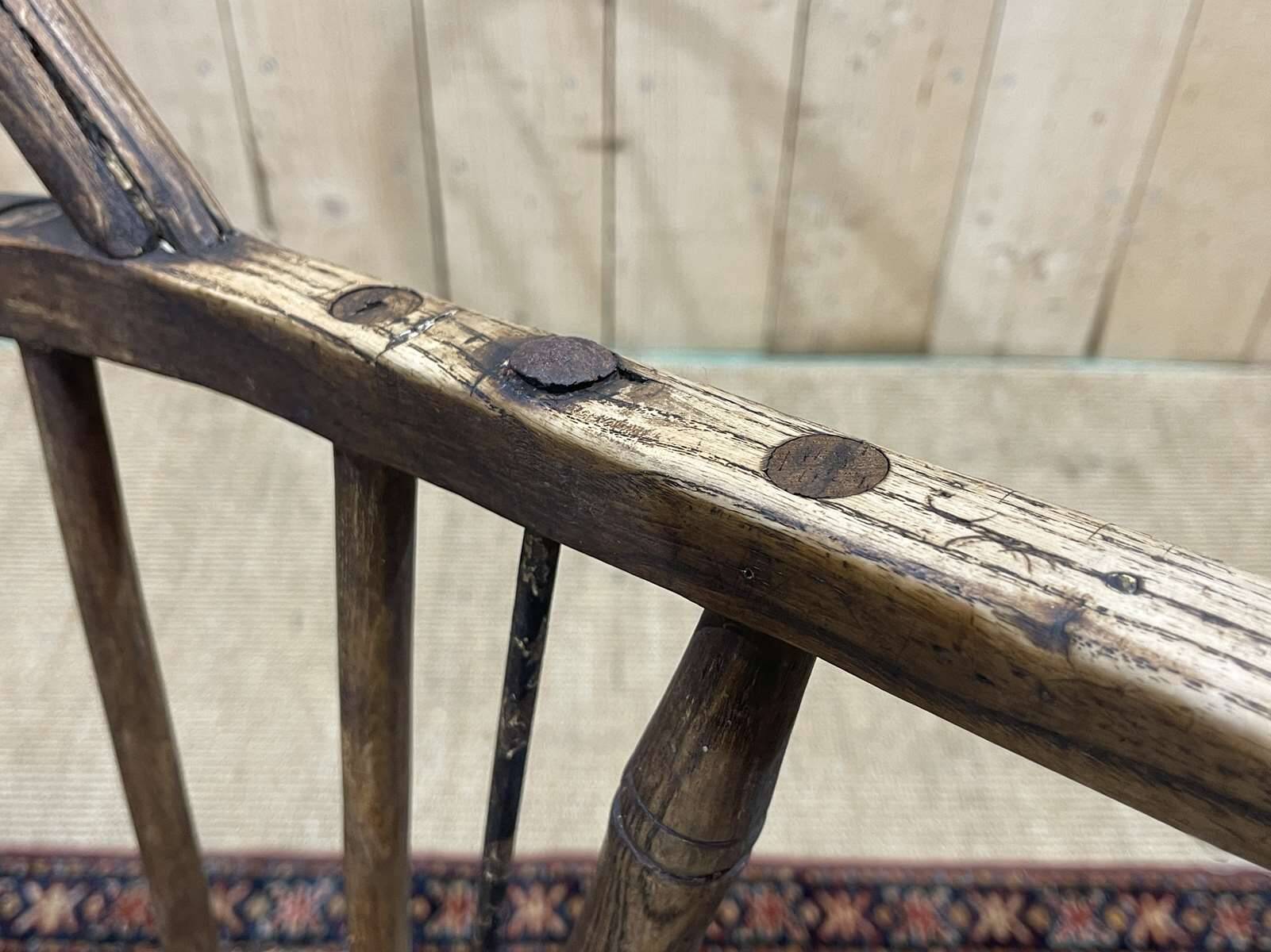 19th century English armchair in 19th century elm and beech