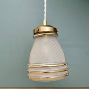 Suspension globe antique Art Deco in frosted white and gold glass.