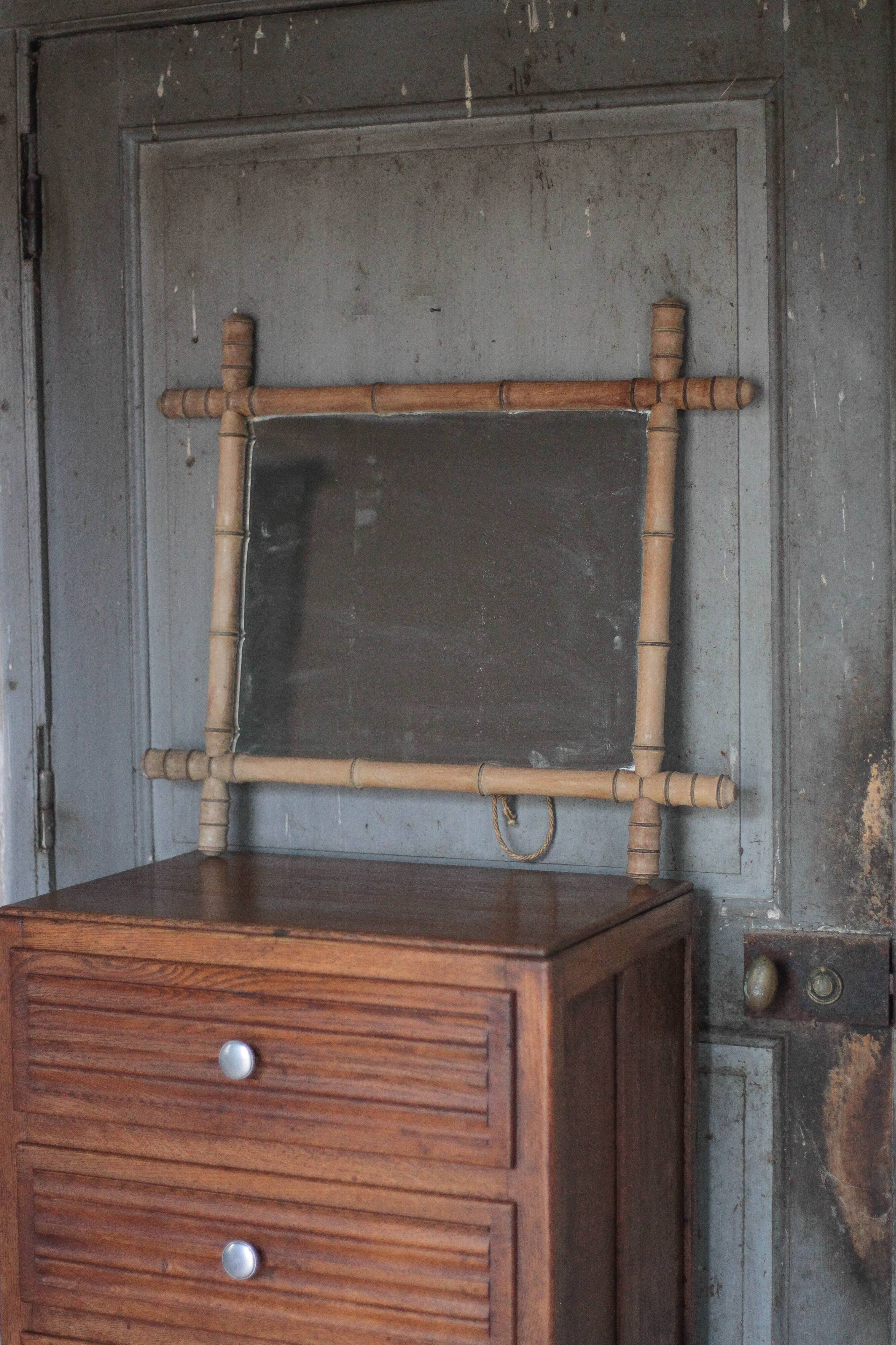 Bamboo imitation wood mirror, antique mirror, hanging mirror