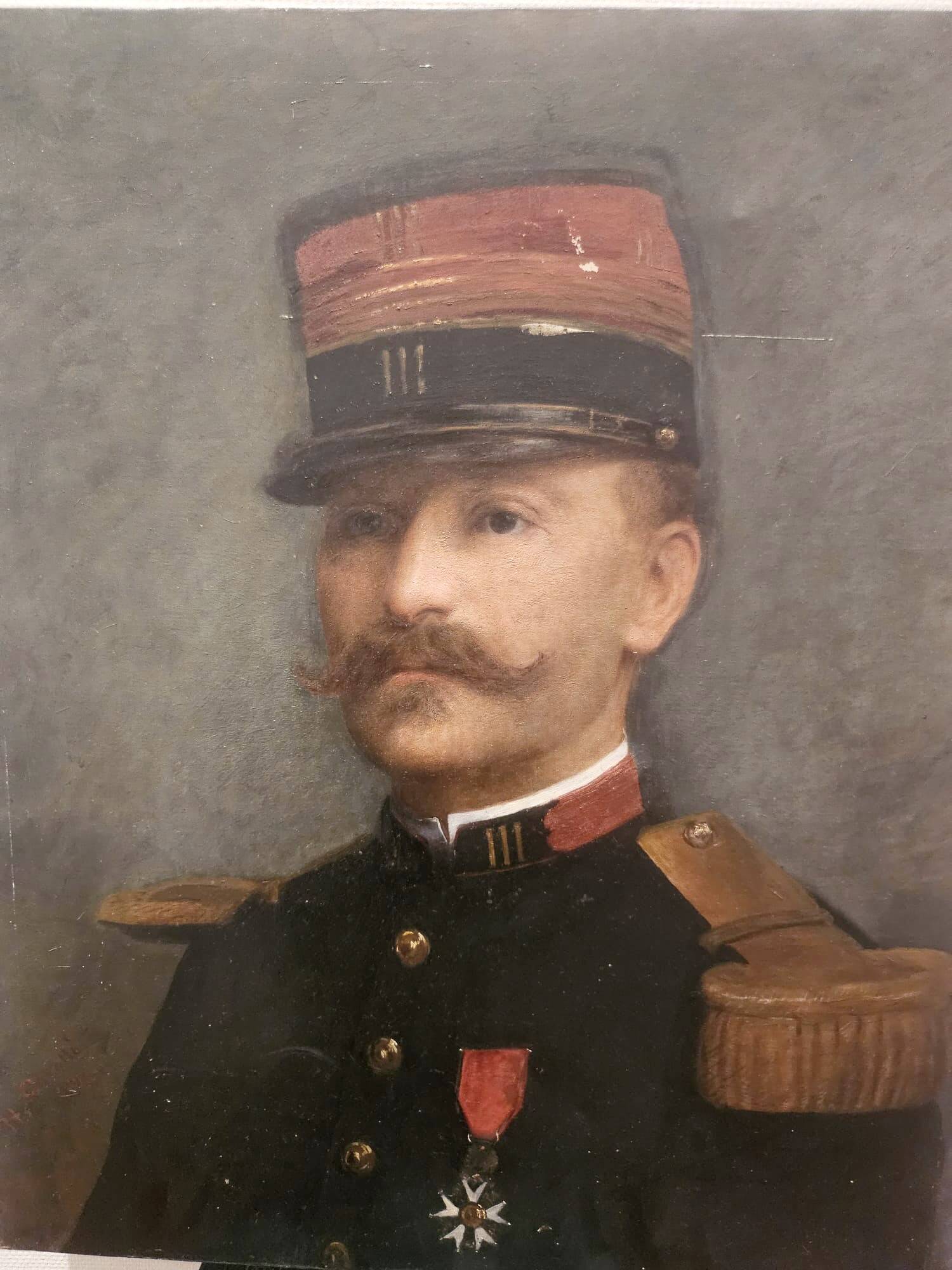 Portrait of a French officer – Oil on canvas signed "Cavalli", 1905
