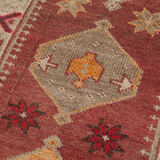 Hand-knotted antique turkish red runner rug 85 cm x 337 cm