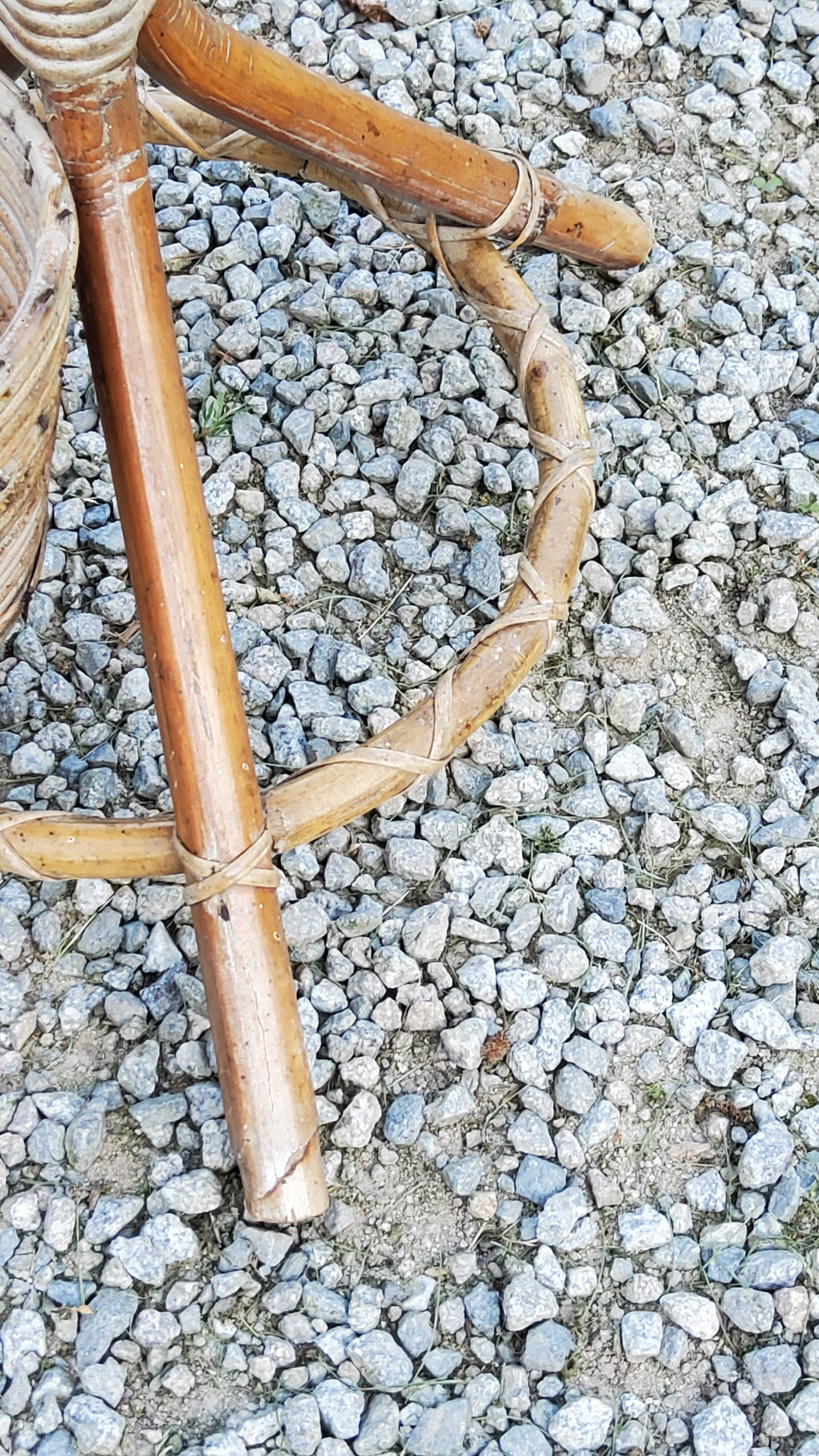 Rattan and bamboo plant holder from the 50s