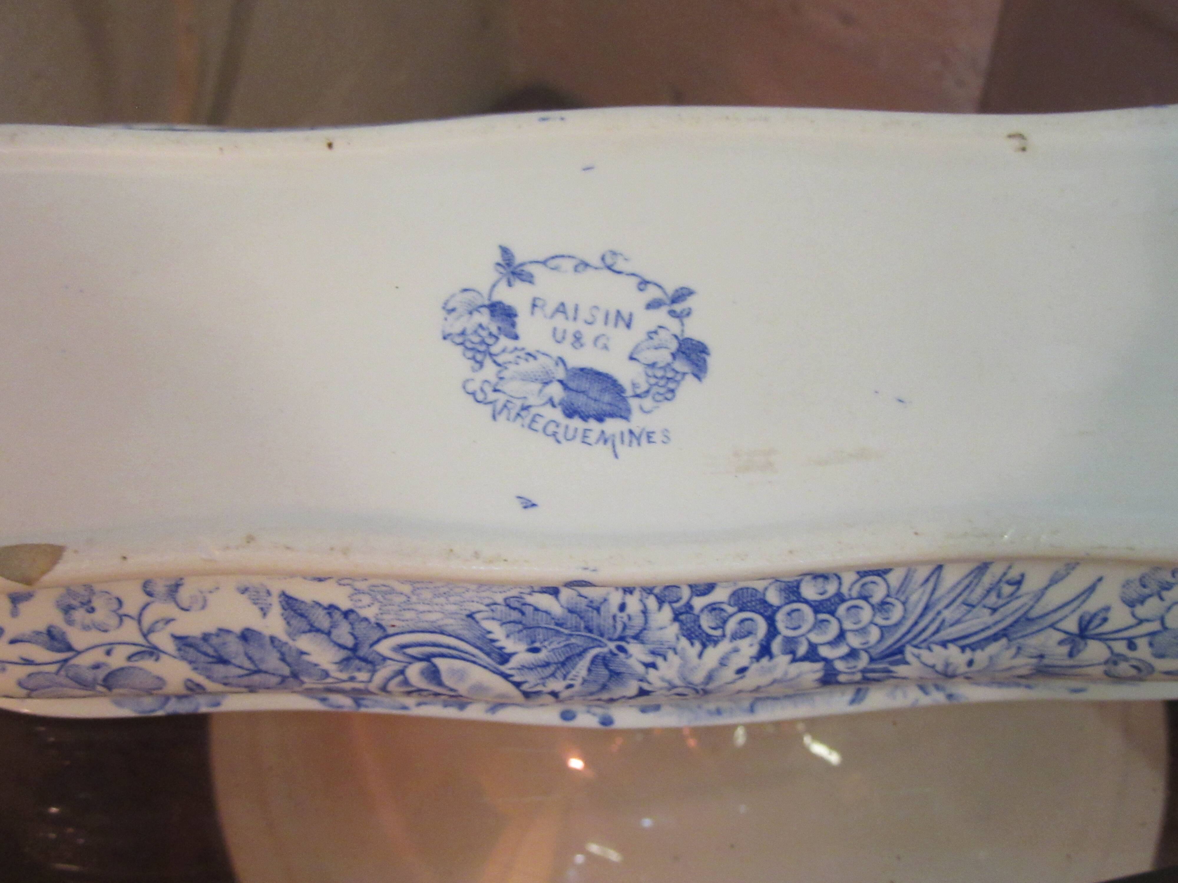 Porte savon en faience bleu de sarreguemines