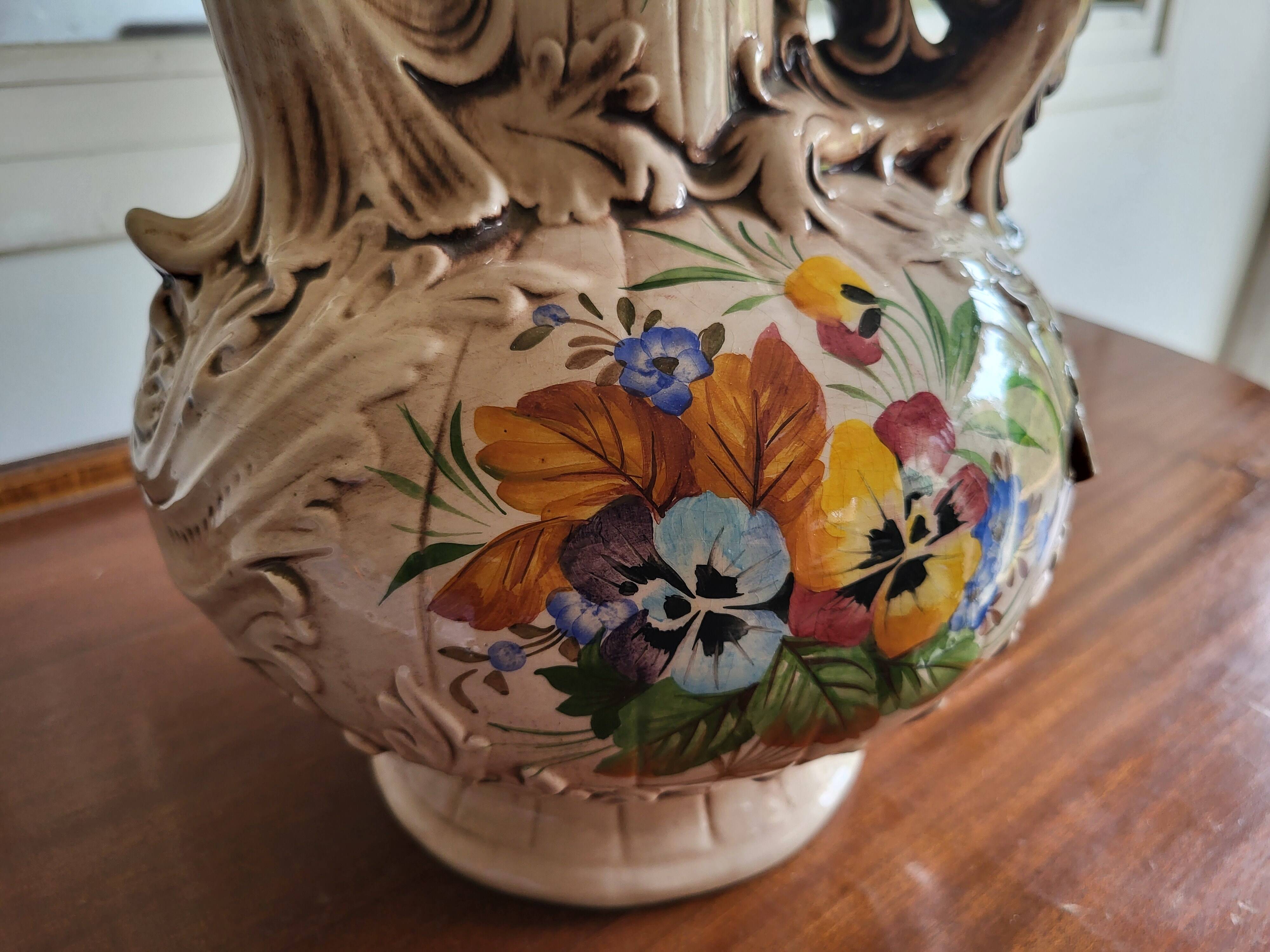 Large ceramic jug signed "Bassano Italy"