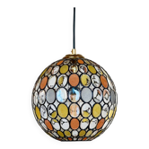 Large vintage Limburg stained-glass style pendant light from the 1970s