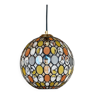 Large vintage Limburg stained-glass style pendant light from the 1970s